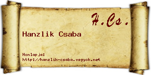 Hanzlik Csaba névjegykártya